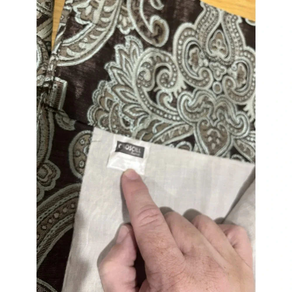 Croscill Chocolate Blue Medallion Royalton Curtain Panels Tiebacks‎ 86x42